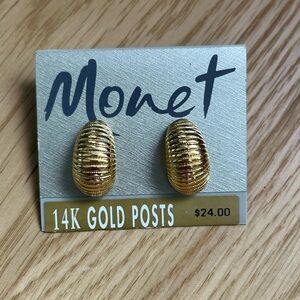 Monet Ribbed Gold-Tone Earrings